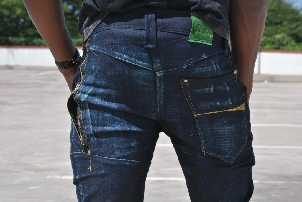Double knee detailed denim
